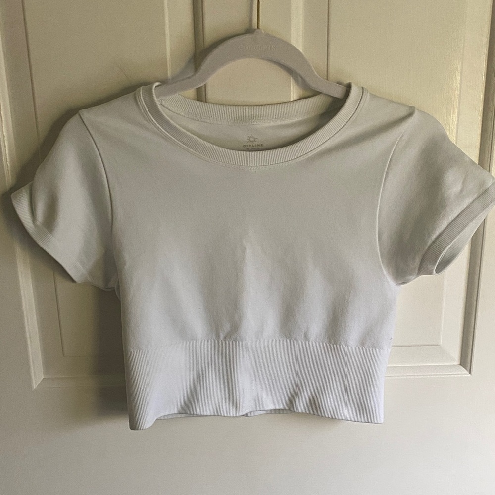 Aerie White Cropped T-Shirt